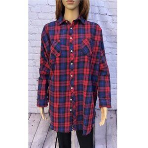 New LF Carmar Vintage Stonewashed Flannel Boyfriend Shirt Oversized Size XS